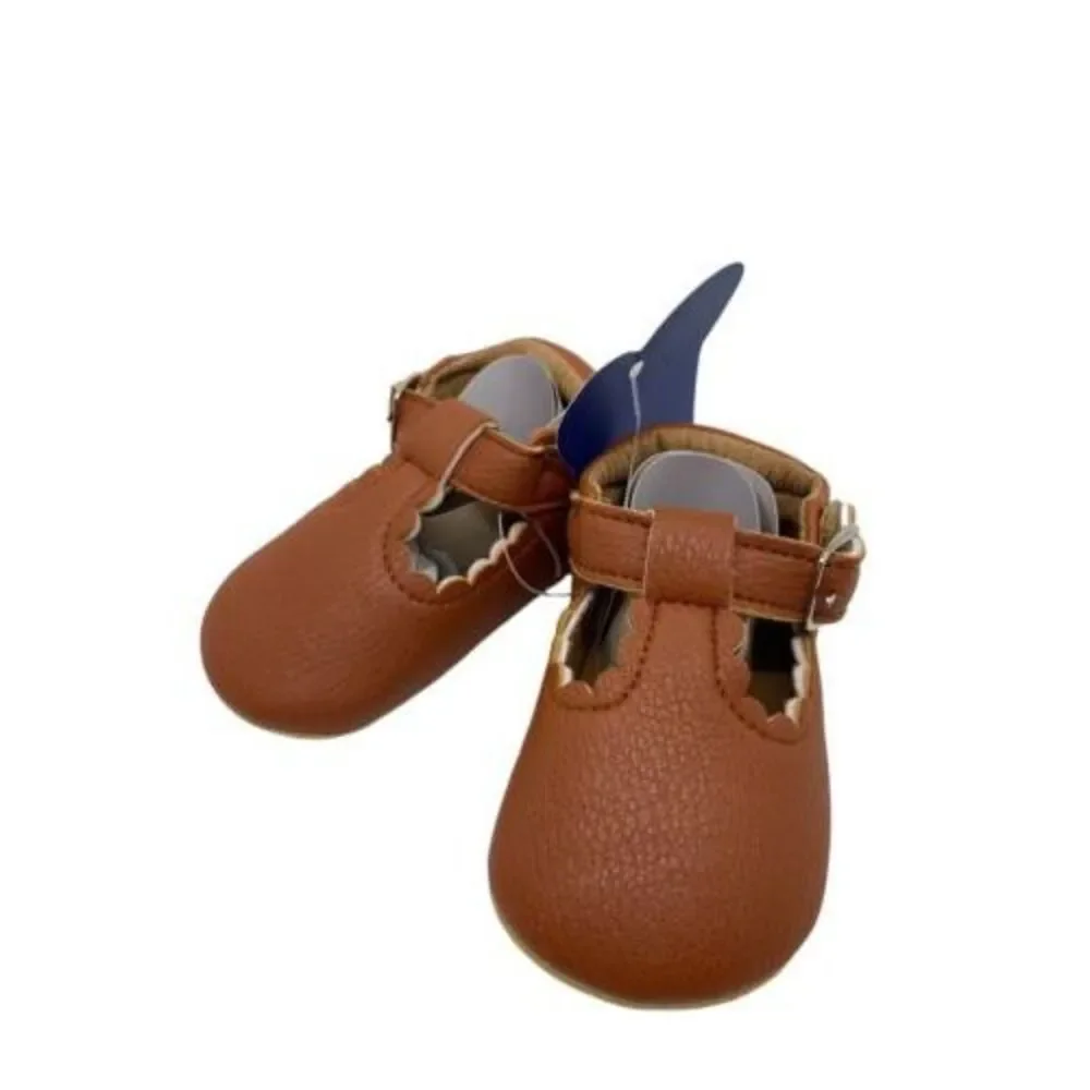 Baby Girls T-Strap Mary Jane Flats Moccasins Brown 3-6 Mth‎
